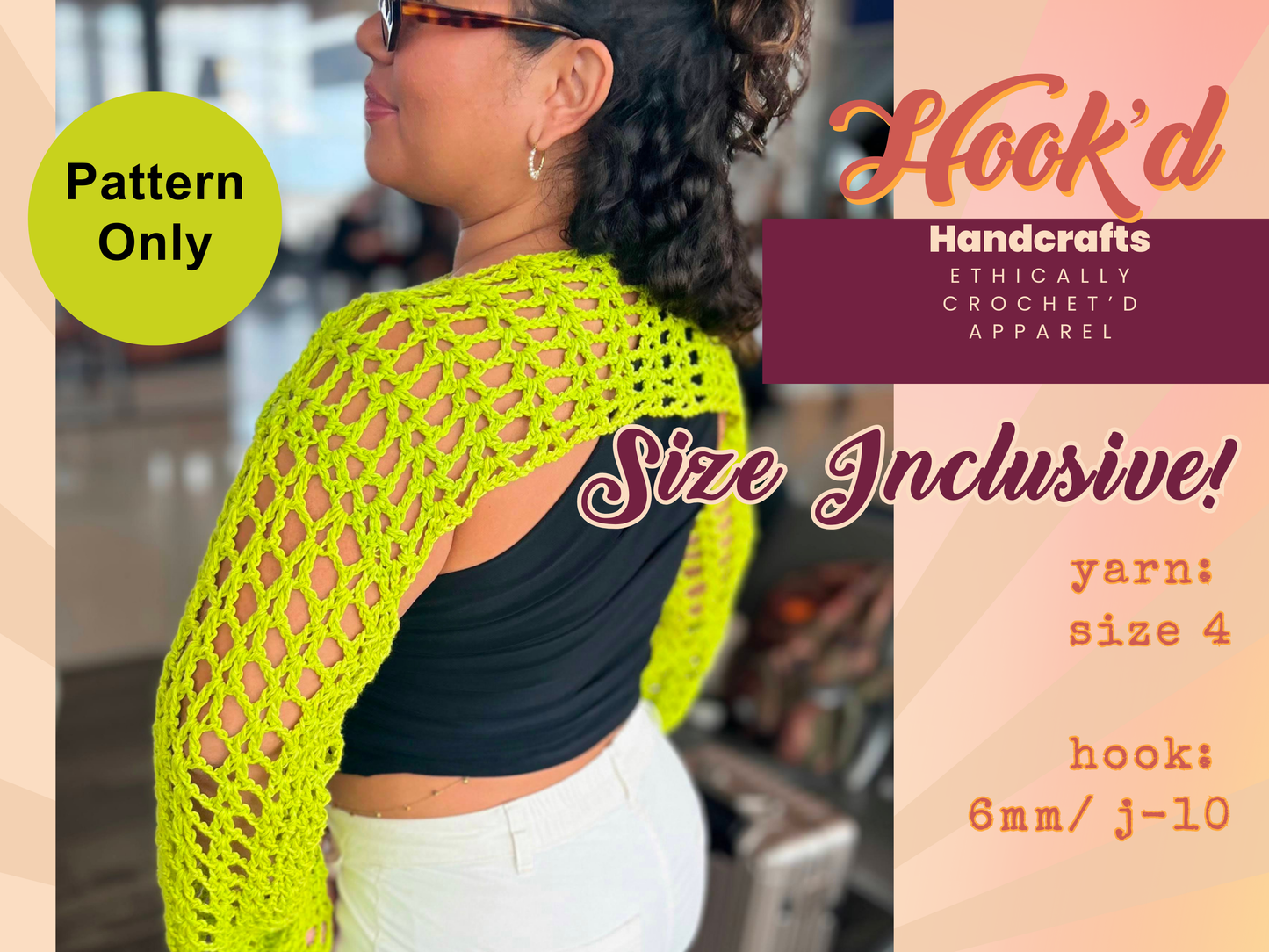 Crochet PATTERN - V Stitch Bolero Shrug