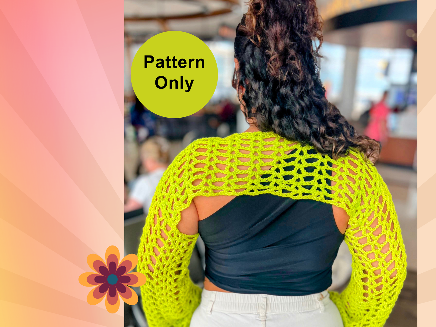 Crochet PATTERN - V Stitch Bolero Shrug